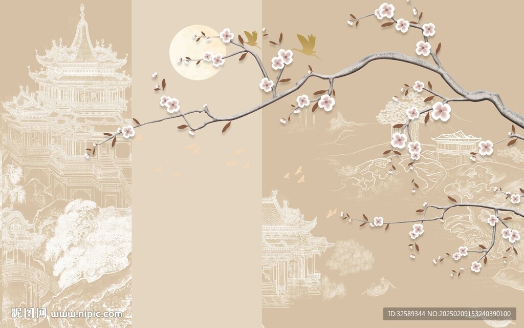 新中式背景墙  