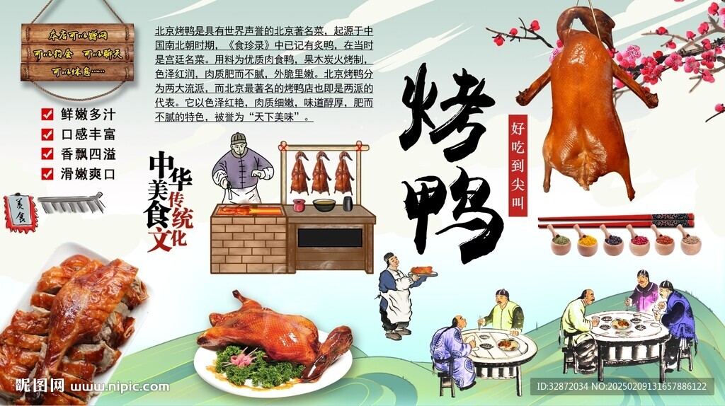 烤鸭背景墙