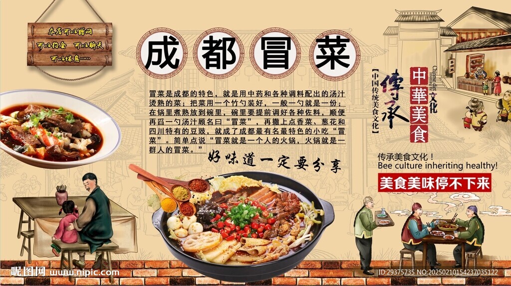 成都冒菜背景墙