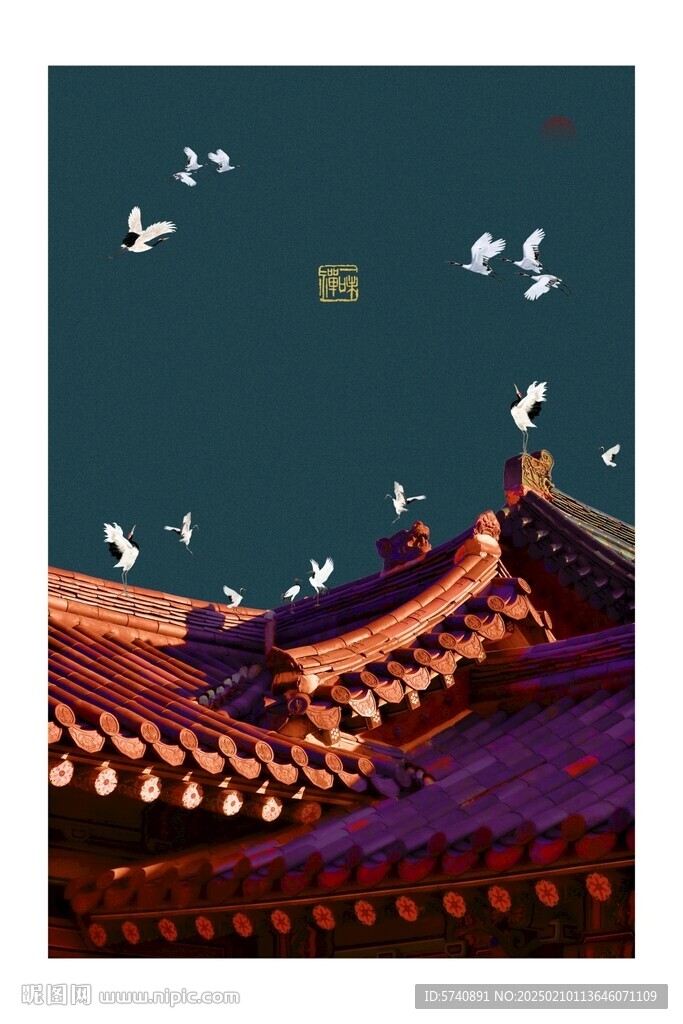 新中式瑞鹤图