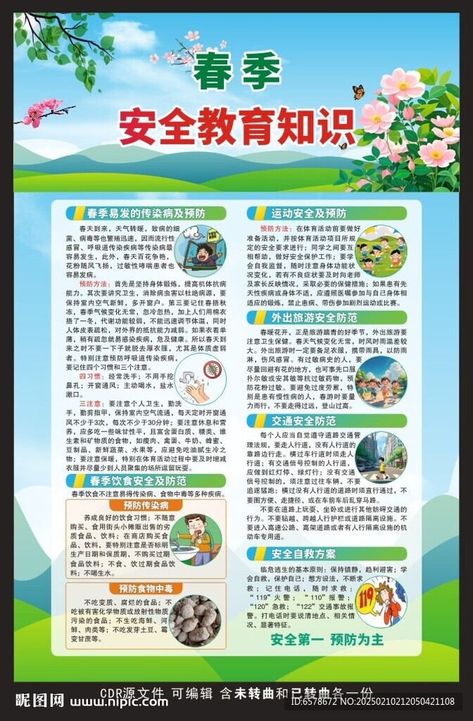 春季安全教育宣传海报