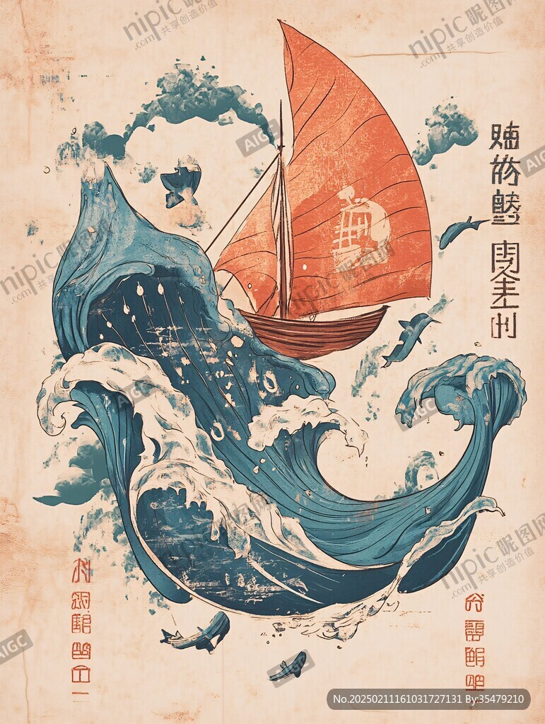 乘风破浪包装插画