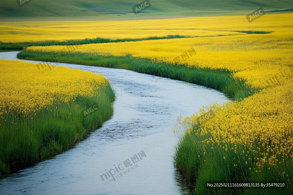 油菜花水景