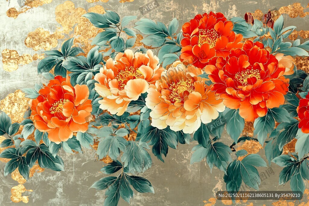 牡丹花壁画壁纸