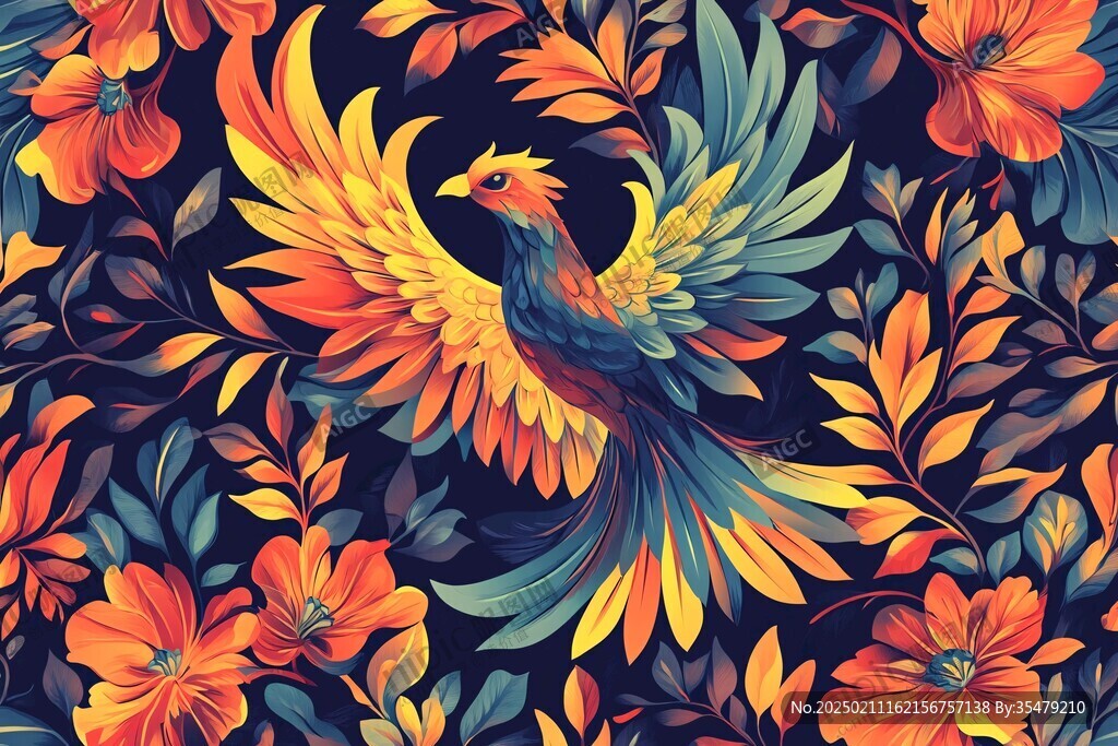 凤凰包装插画