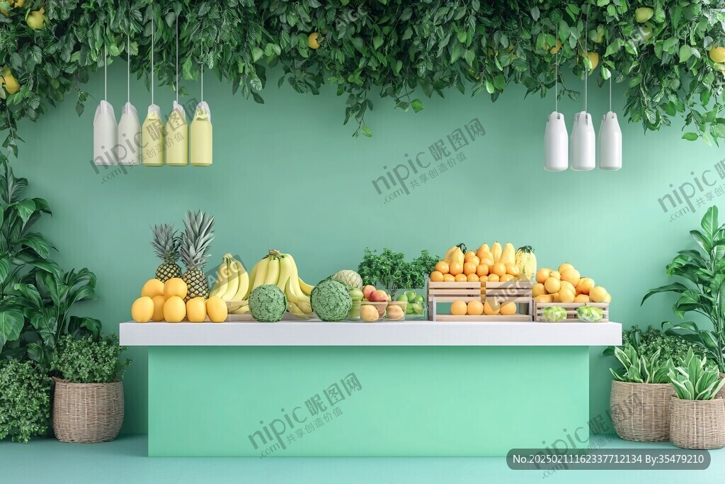 水果店绿植背景