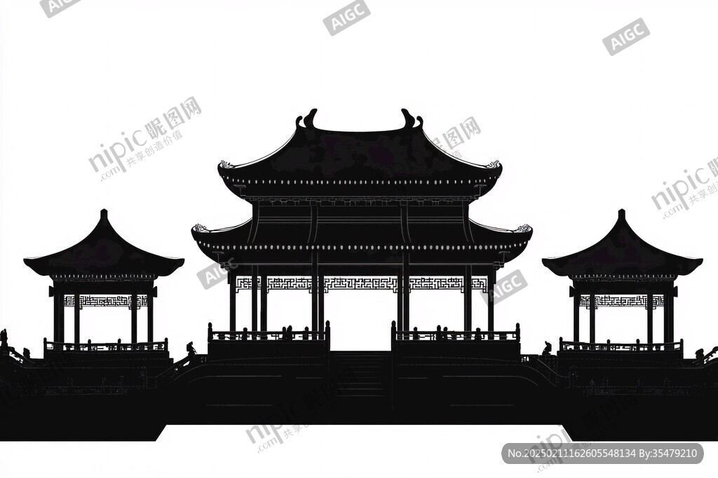 毫州建筑插画剪影