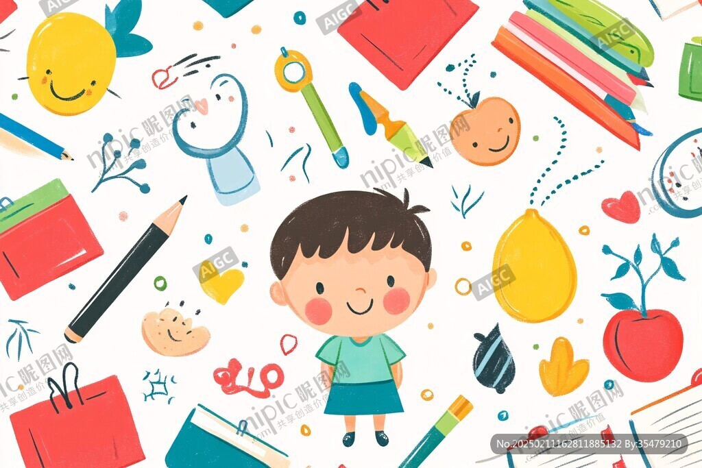 学生插画图案