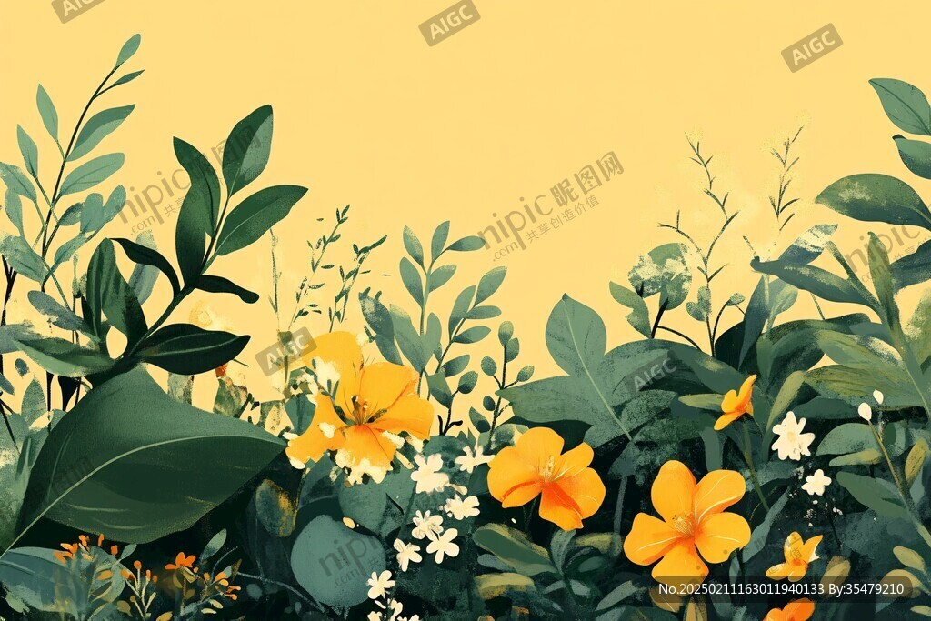 植物背景扁平插画