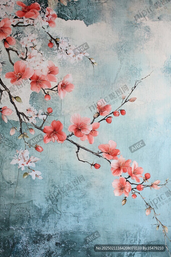 典雅桃花装饰画