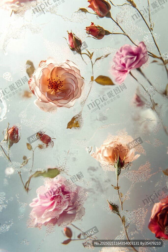 水中倒影玫瑰花