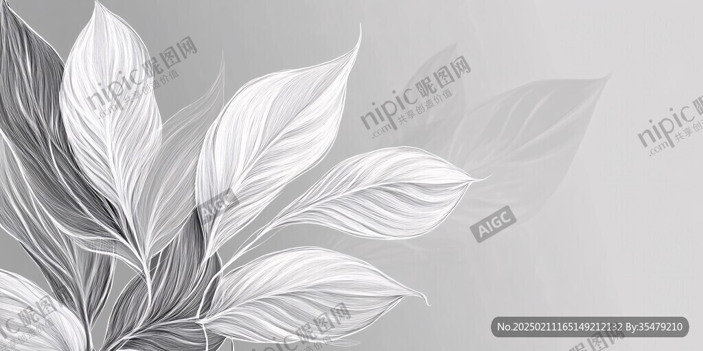 简约树叶壁画