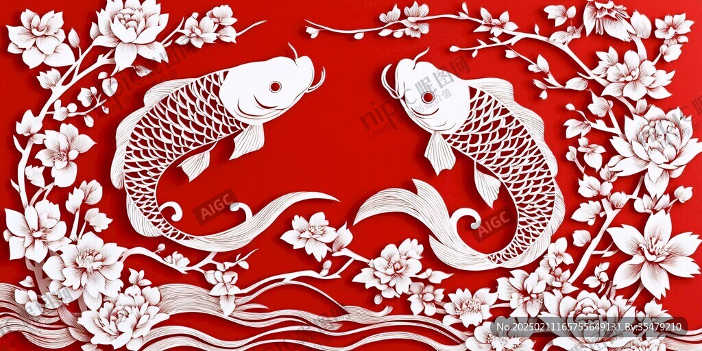 鱼剪纸水中锦鲤