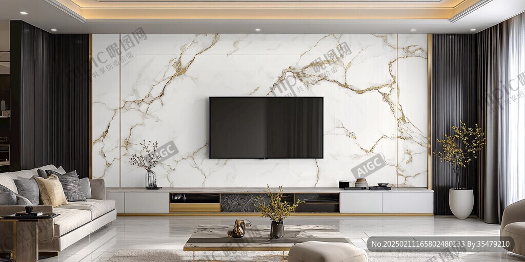 现代北欧大理石背景墙