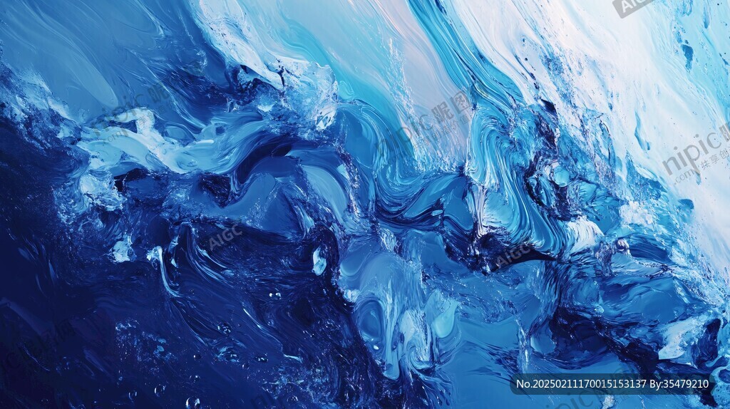 蓝色流体创意抽象画