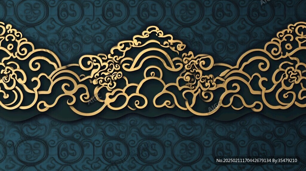 中式图案云纹浪花