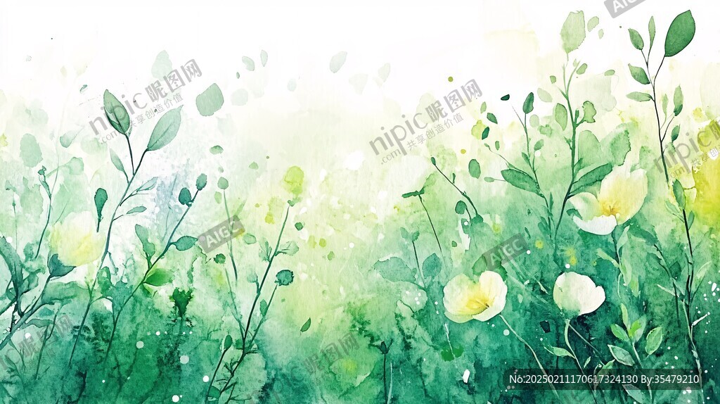 手绘春季主题朦胧插画