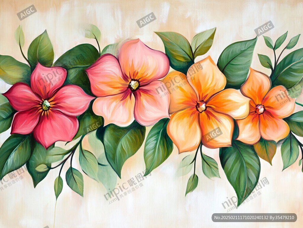 手绘花卉壁画