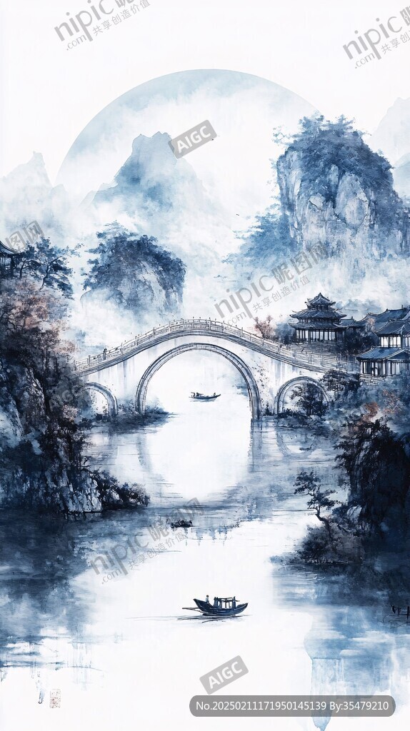 古风插画山水风光
