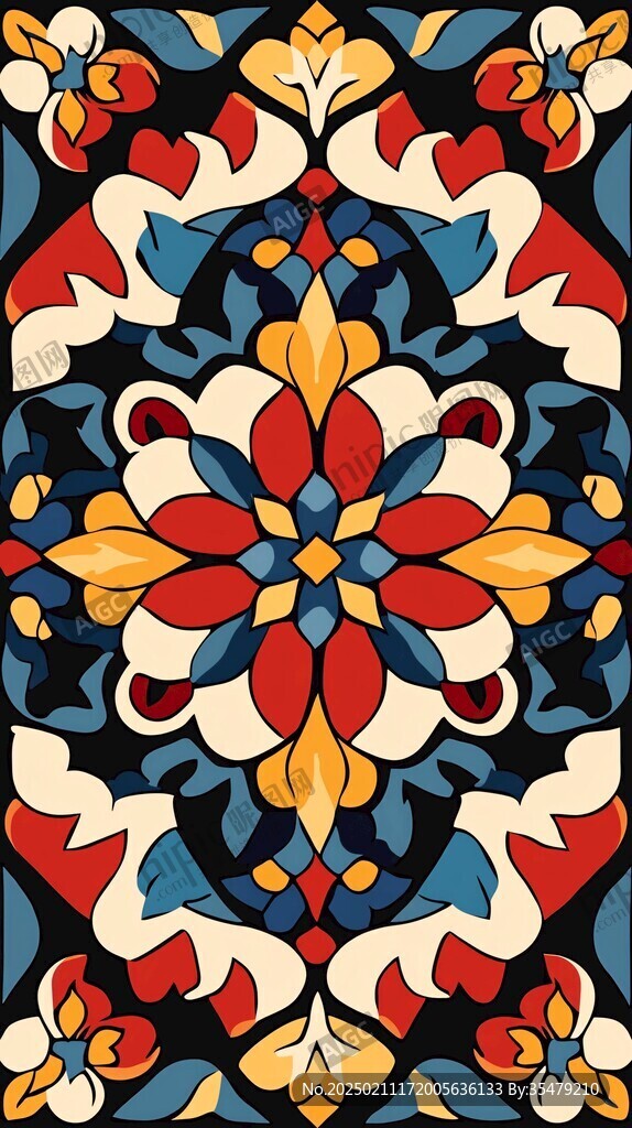 色块花古典图案组合