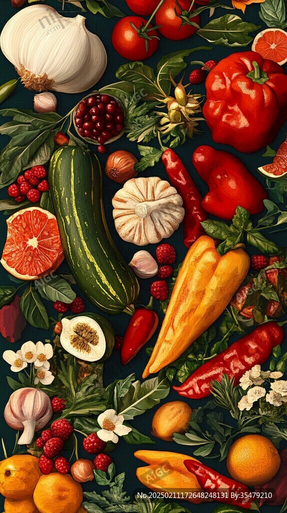 新中蔬果食材插画