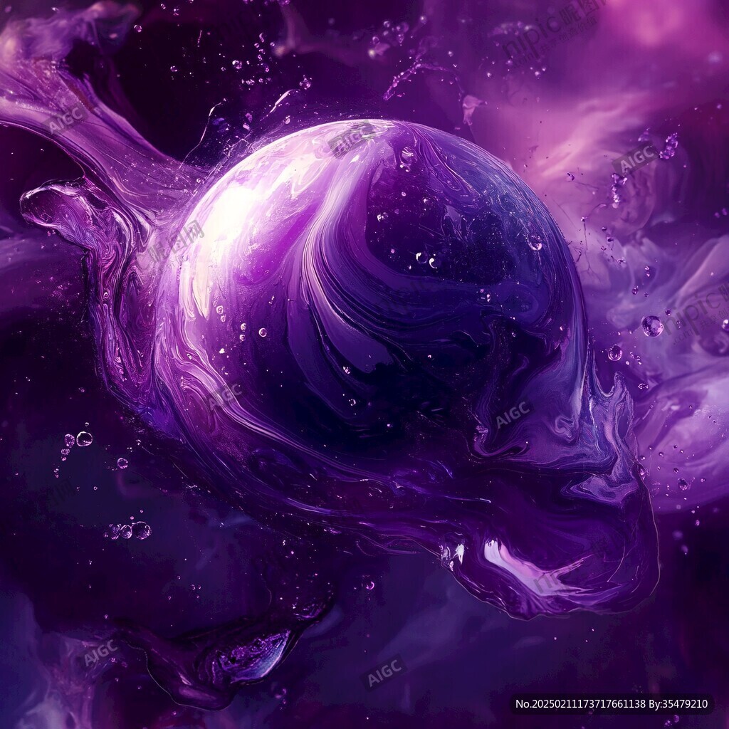 紫色梦幻细胞流体画