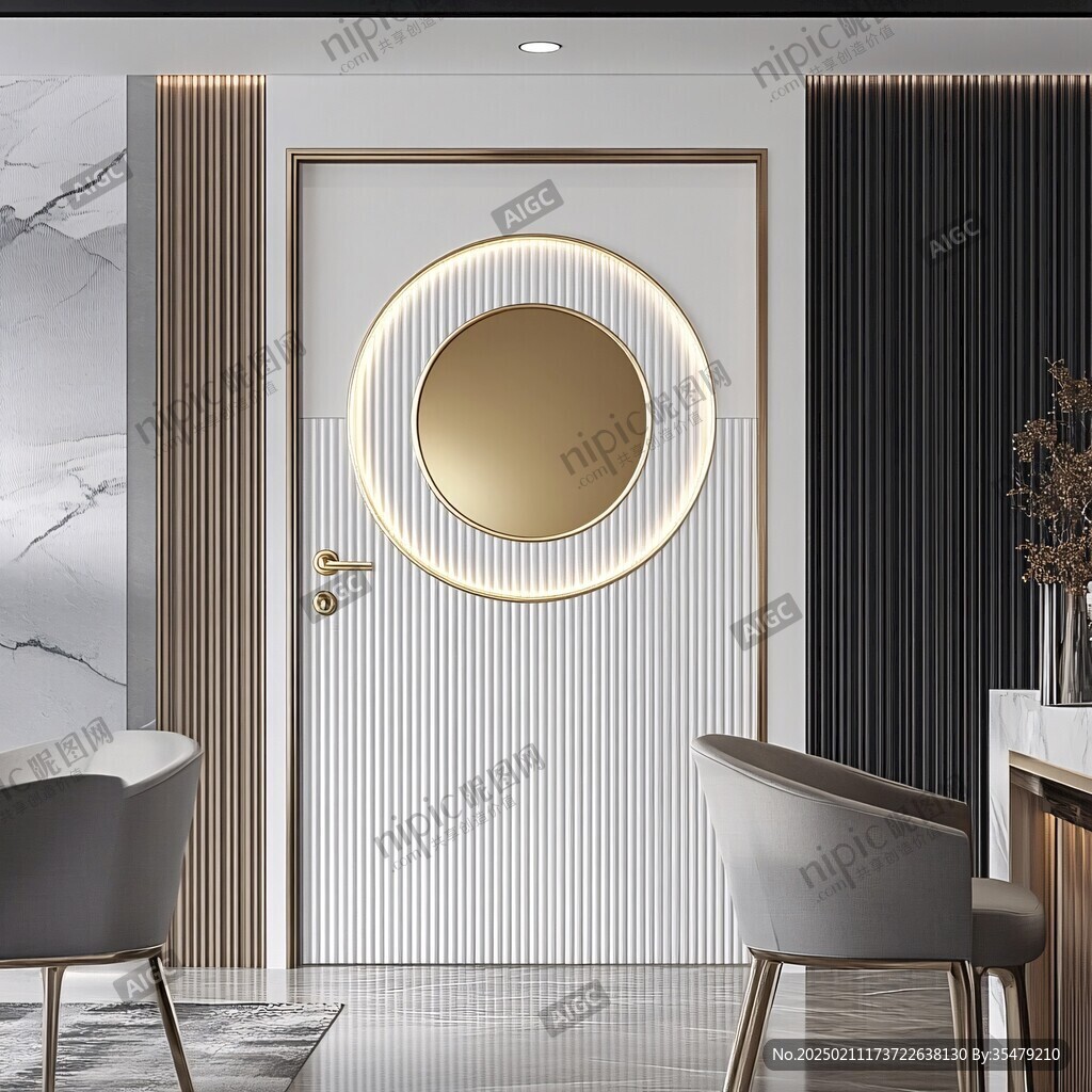 轻奢金线壁画挂画壁纸