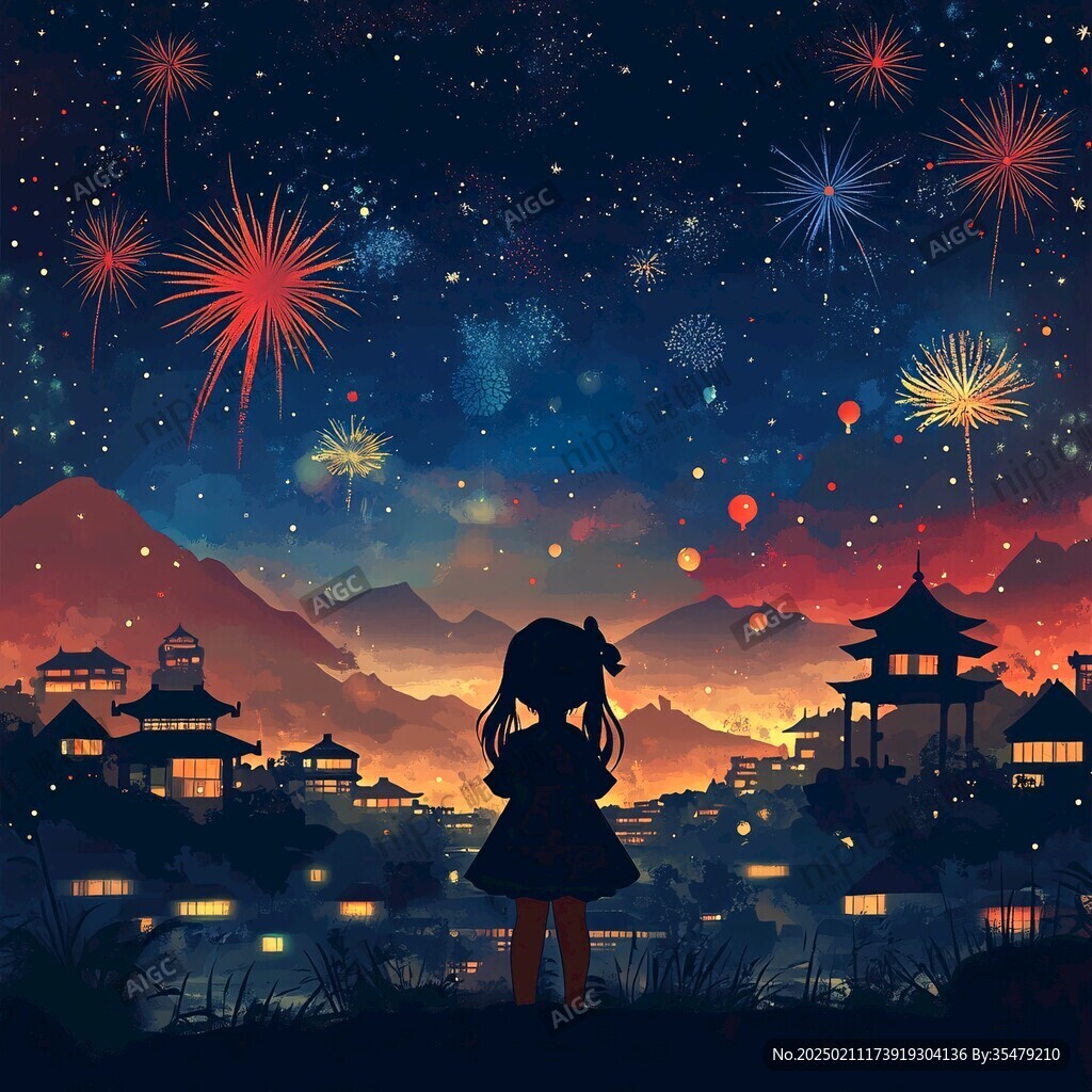 放烟花的少女