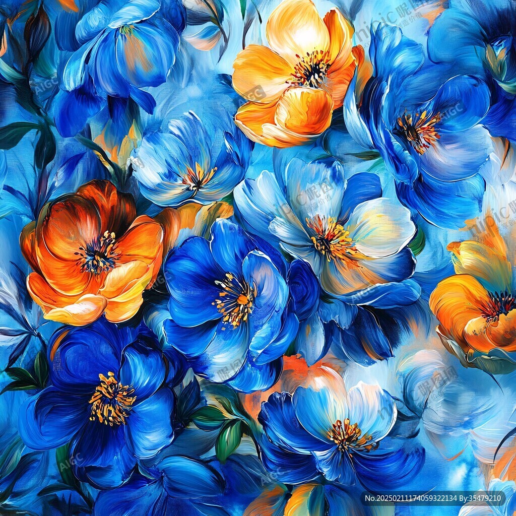蓝色绚丽花朵