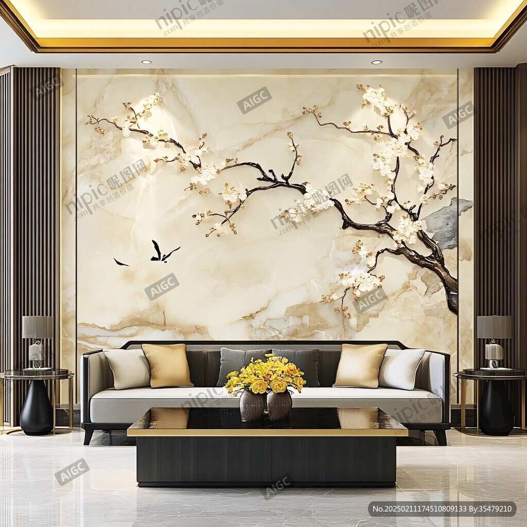 梅壁画墙纸