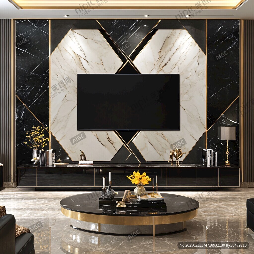 黑金高档大理石背景墙