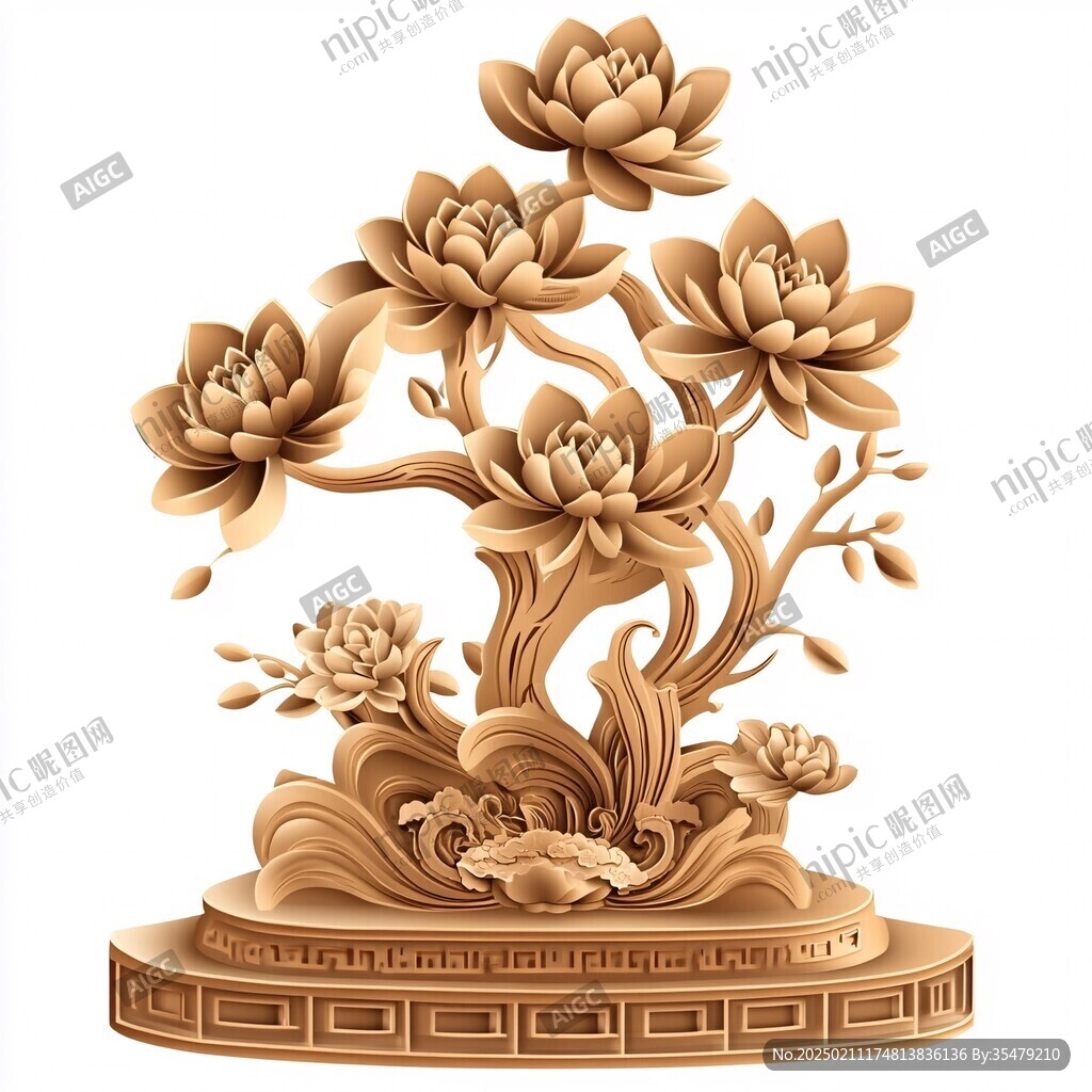 莲花烫金素材