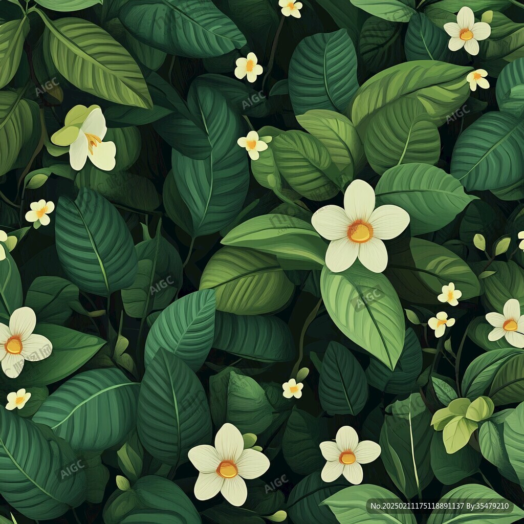 绿叶鲜花背景图