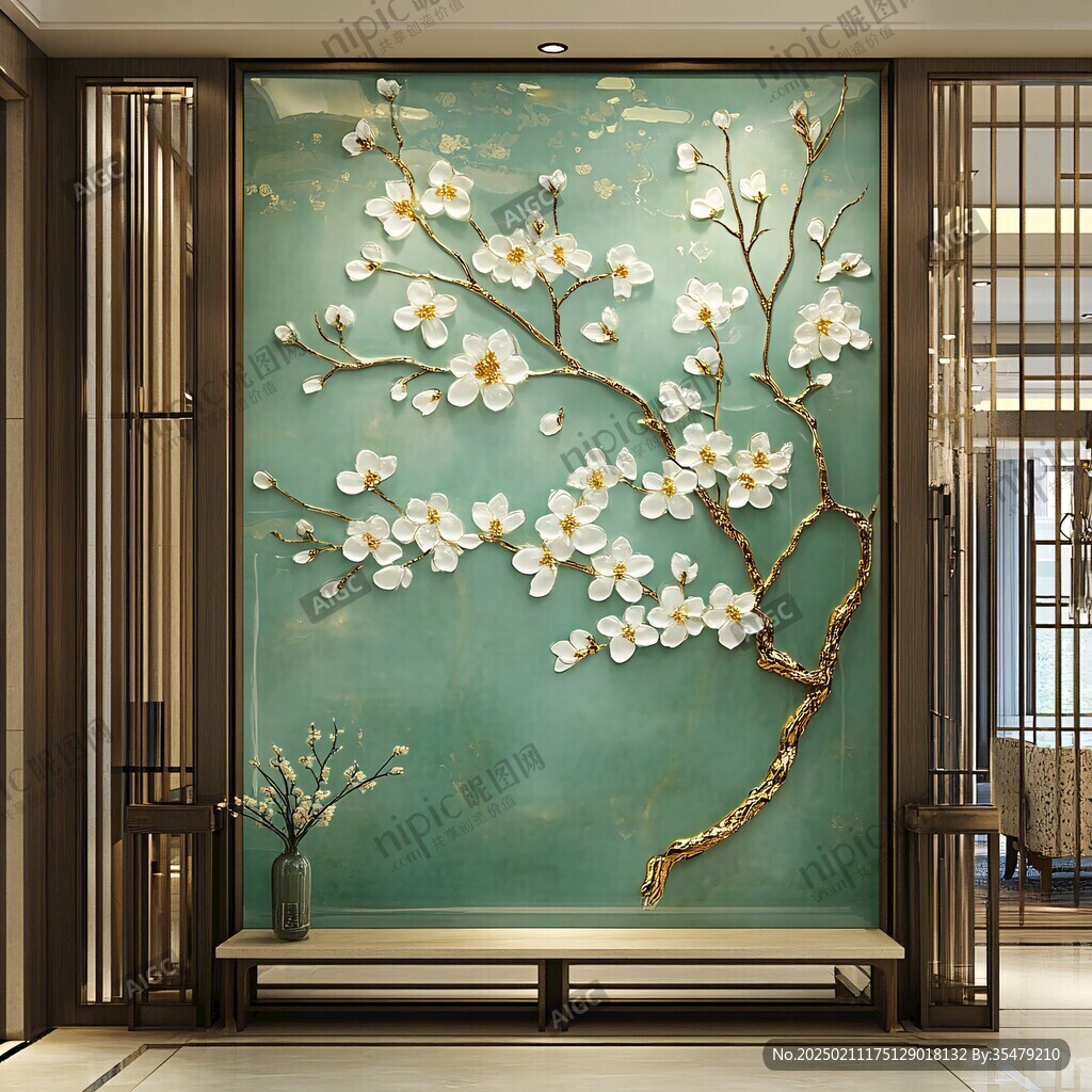 梅壁画墙纸