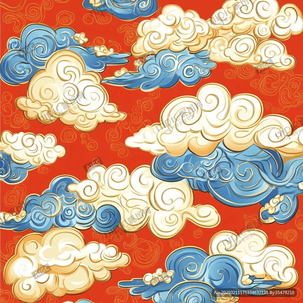 中式图案云纹浪花