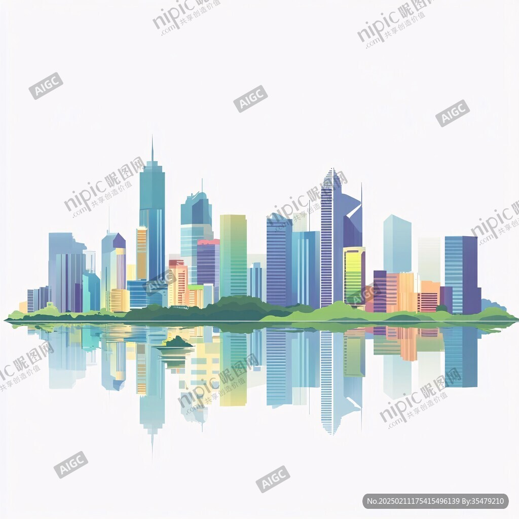 城市倒影背景