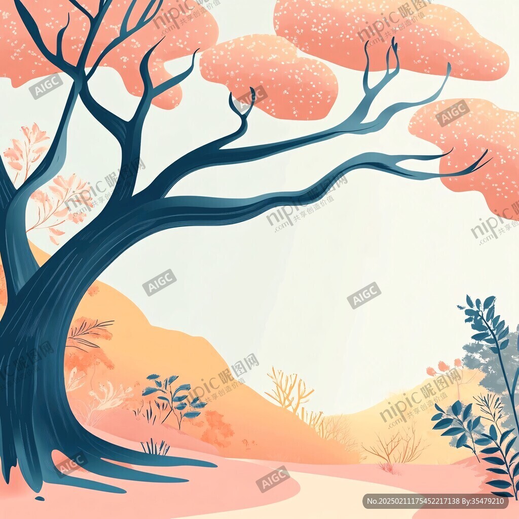 唯美扁平肌理树