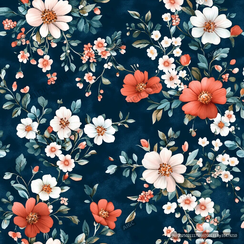 数码印花图案花卉