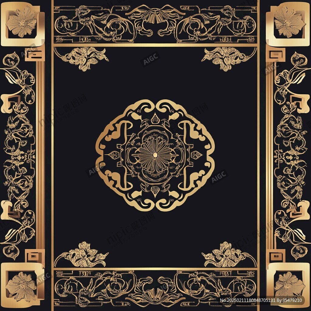 黑金色复古花纹