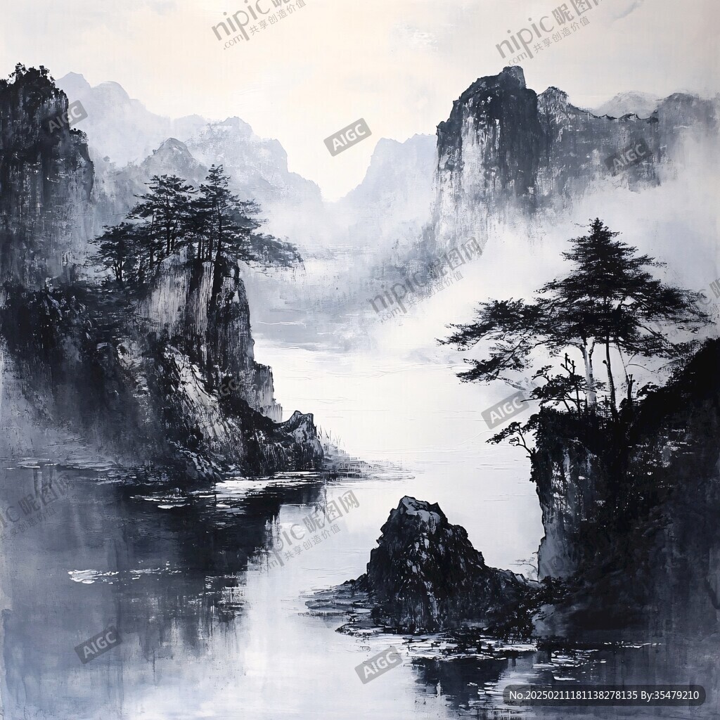 迎客松油画