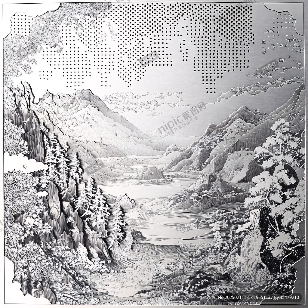 金属山水画
