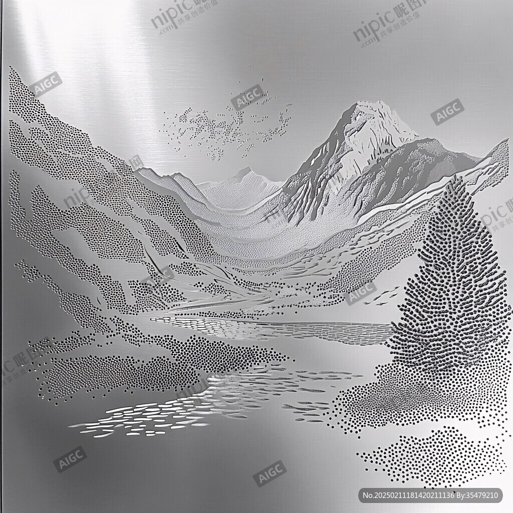 中式线描山水装饰画