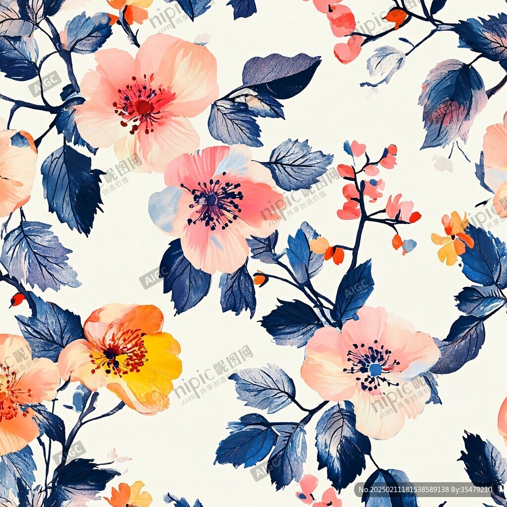 现代花满版花印花绣花