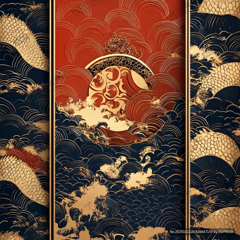 新中式锦鲤背景图案