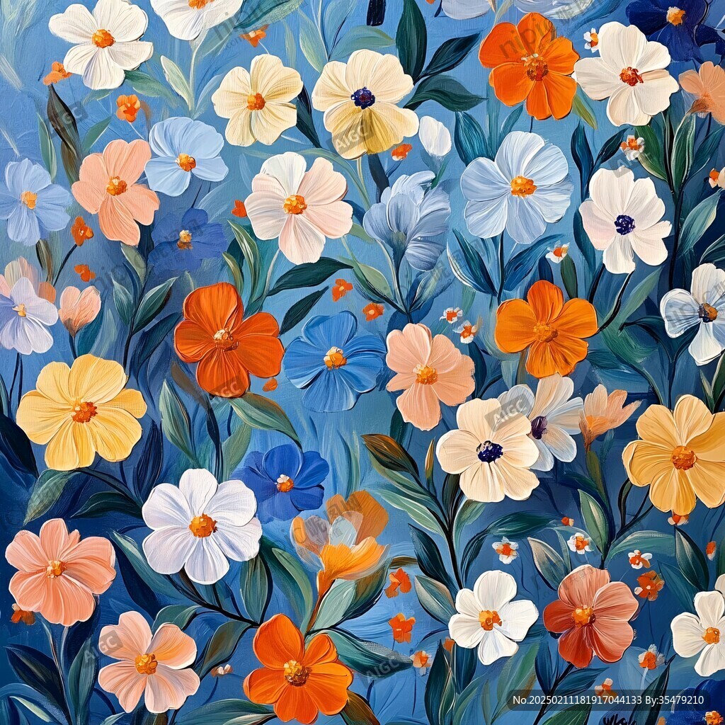 3d浮雕缤纷花卉