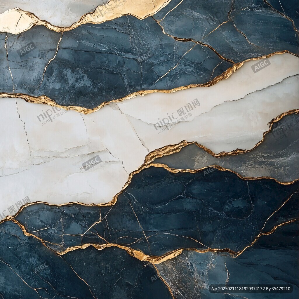 蓝底金线大理石