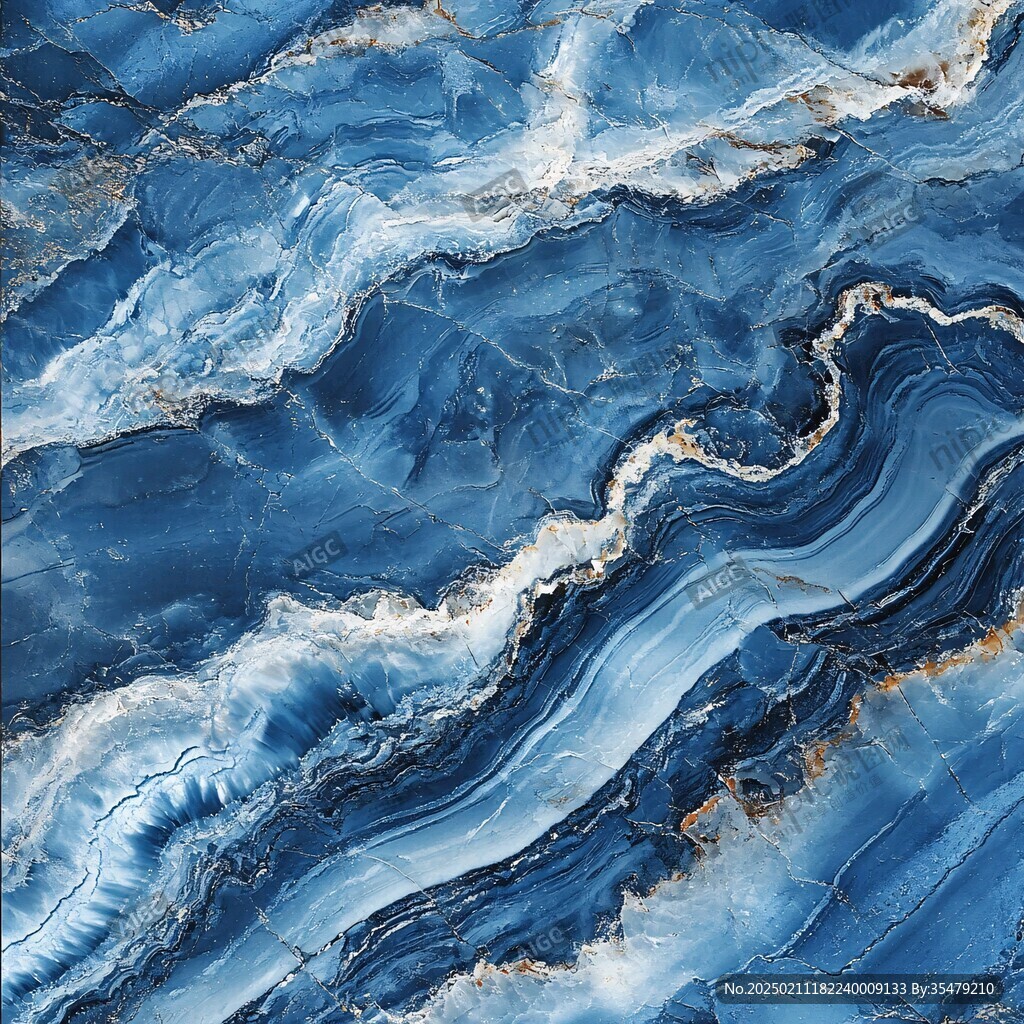 蓝色透光大理石装饰画