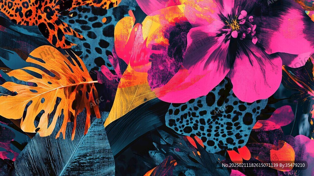 豹纹布匹花卉