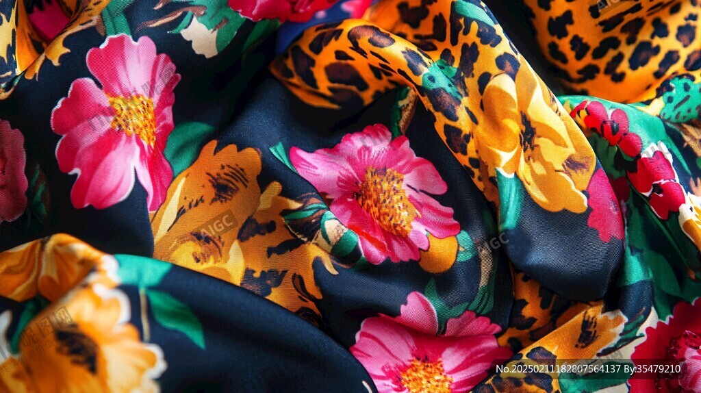 豹纹布匹花卉