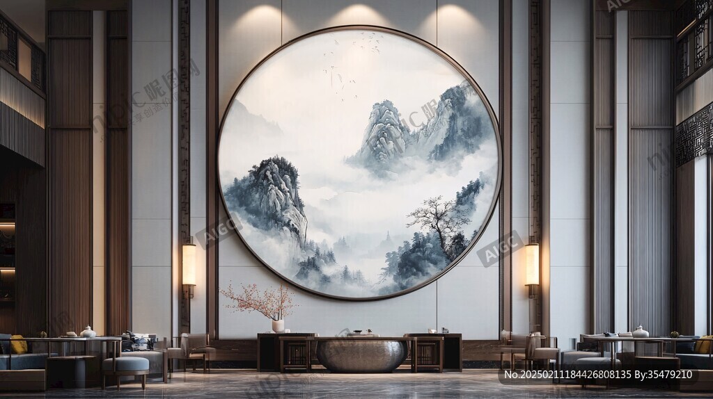 迎客松酒店客厅背景